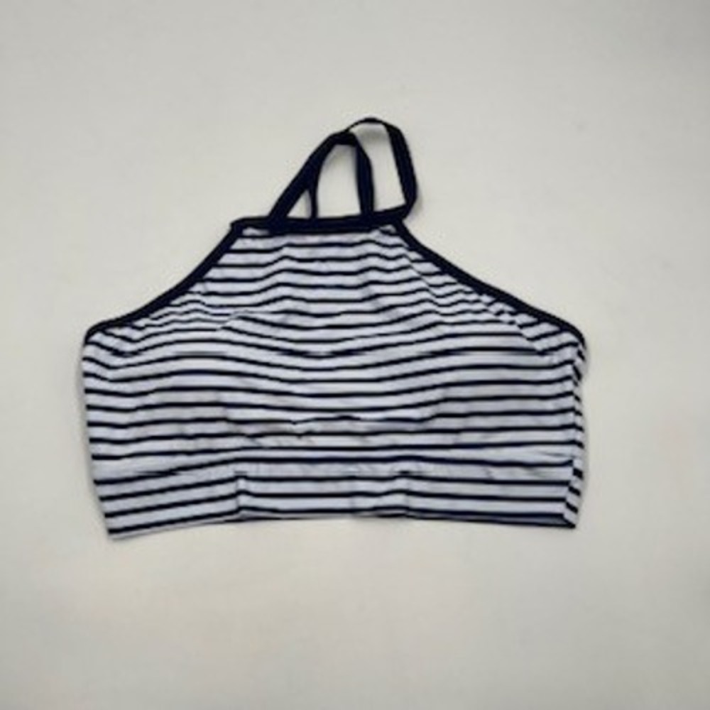 Daci Womens XL High Neck Bikini Top Navy Blue White Striped Adjustable NEW